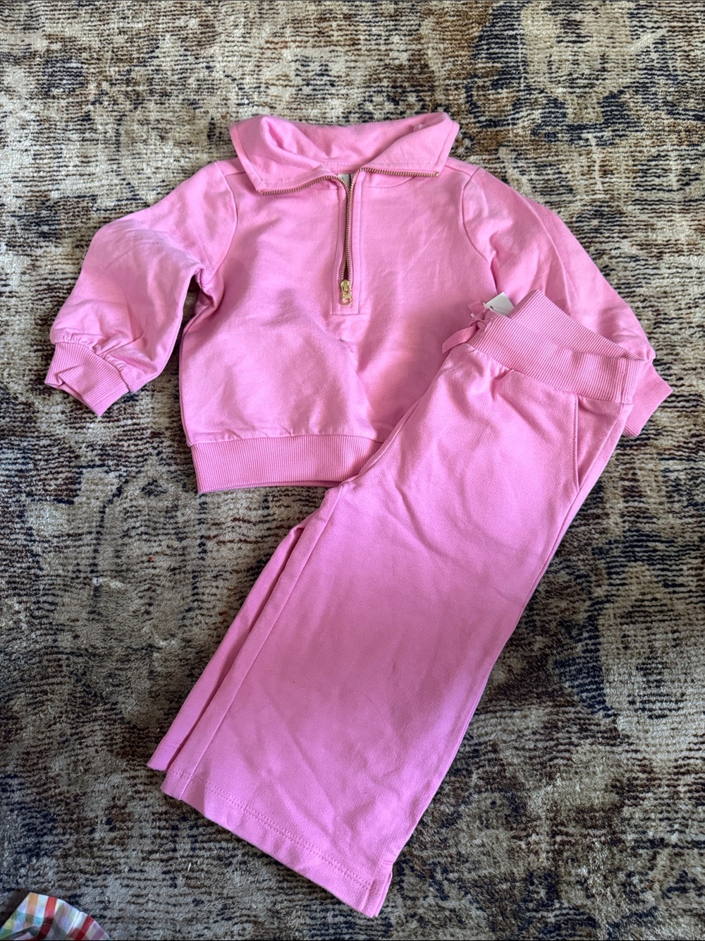 Janie and Jack Pink Girls Two-Piece Sweatshirt and Pants Set